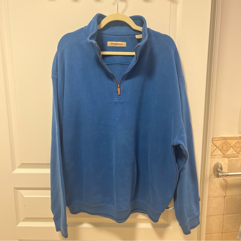 TOMMY BAHAMA MEN'S XL-BLUE PULLOVER-QTR-ZIP-100% COTTON SWEATSHRT-TB21684-$135